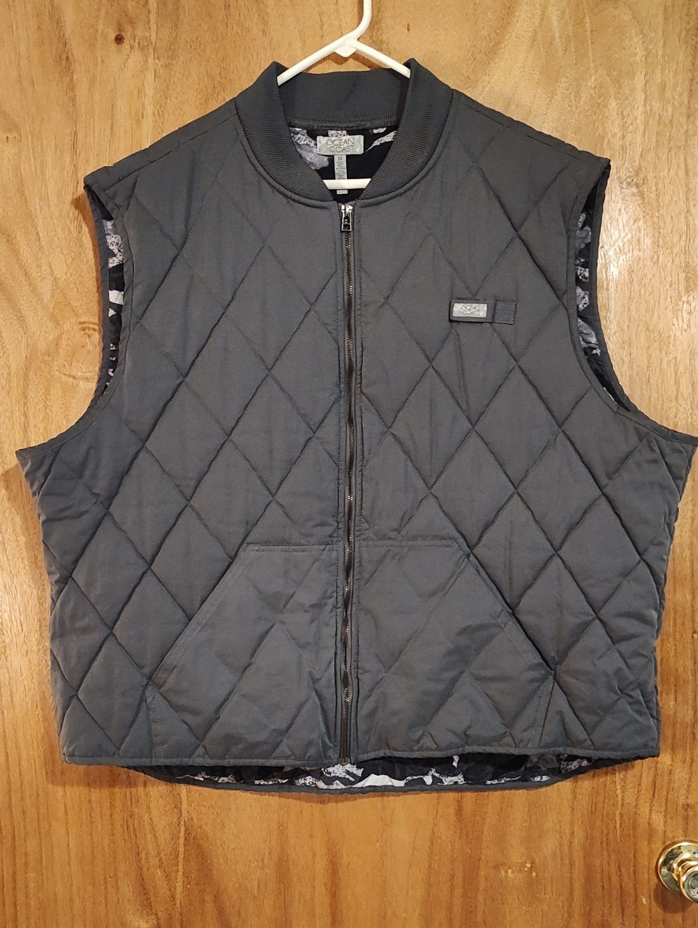 *Like New* OCEAN+COAST Mens Big & Tall Quilted Vest Gray Flannel Lined Size 3X